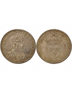 Louis XIV A la Mèche Courte 1 écu Argent 1644 A - Paris