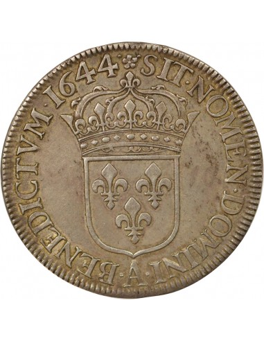Louis XIV A la Mèche Courte 1 écu Argent 1644 A - Paris