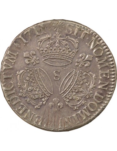 Louis XIV Aux Trois Couronnes 1 écu Argent 1711 S Reims