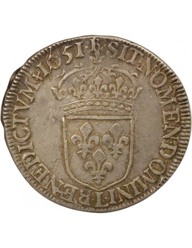 Louis XIV A la Mèche Longue 1/2 écu Argent 1651 L Bayonne