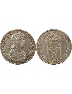 Louis XIV A la Mèche Longue 1 écu Argent 1650 K Bordeaux