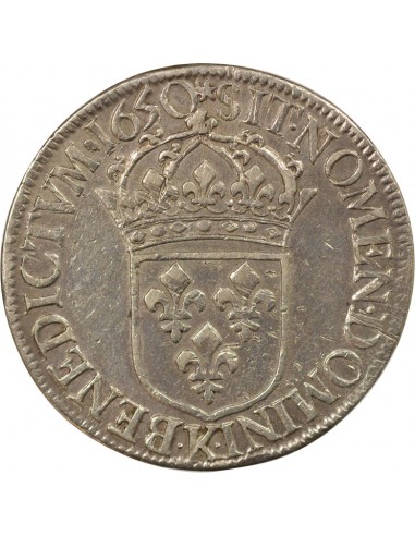 Louis XIV A la Mèche Longue 1 écu Argent 1650 K Bordeaux