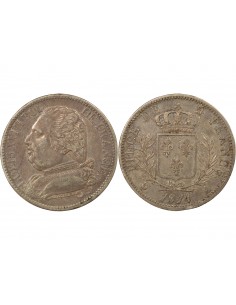 Louis XVIII Au Buste Habillé 5 francs Argent 1814 A - Paris