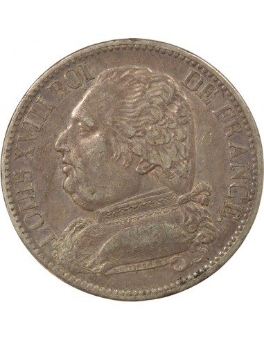 Louis XVIII Au Buste Habillé 5 francs Argent 1814 A - Paris