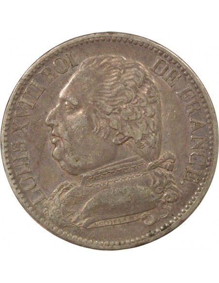 Louis XVIII Au Buste Habillé 5 francs Argent 1814 A - Paris