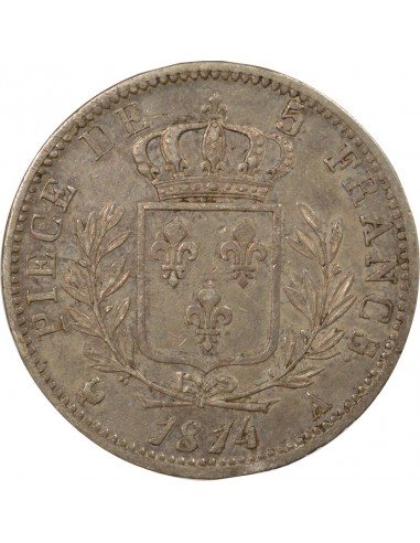 Louis XVIII Au Buste Habillé 5 francs Argent 1814 A - Paris