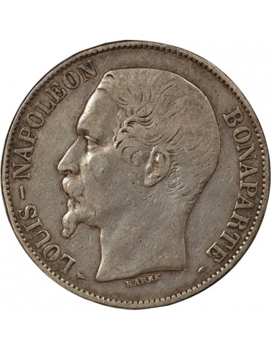 Bonaparte Charles Louis Napoléon (Napoléon III) Tête nue 5 francs Argent 1852 A - Paris