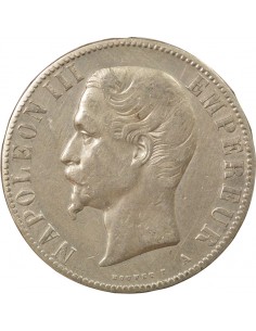 Bonaparte Charles Louis Napoléon (Napoléon III) Tête nue 5 francs Argent 1855 A - Paris 2