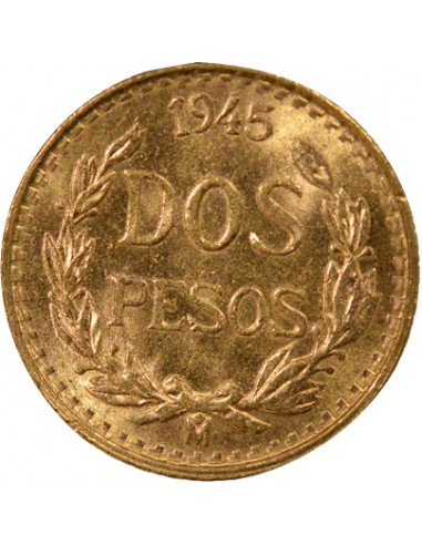 Mexique Refrappe (1951-1972) 2 pesos Or 1945 (1951-1972) Mo Mexico City
