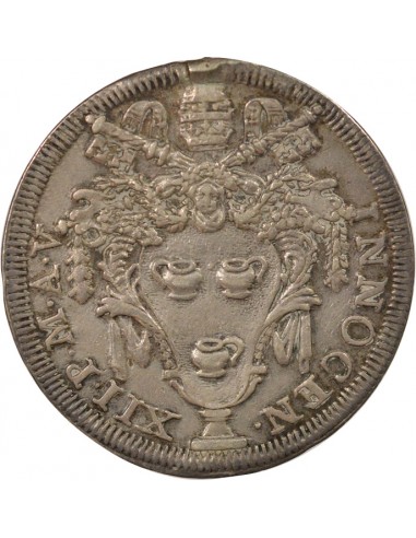 Etat Pontifical Pape Innocent XII 1 testone Argent 1695 R Rome