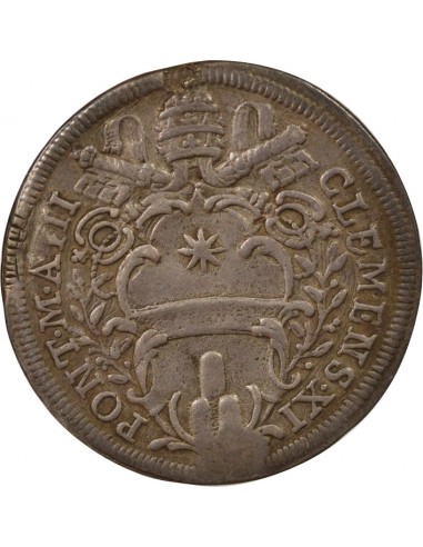 Etat Pontifical Pape Clément XI 1 testone Argent 1703 R Rome