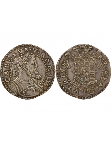 Naples Charles Quint Grand Buste 1/2 ducato Argent 1548-1554 Naples