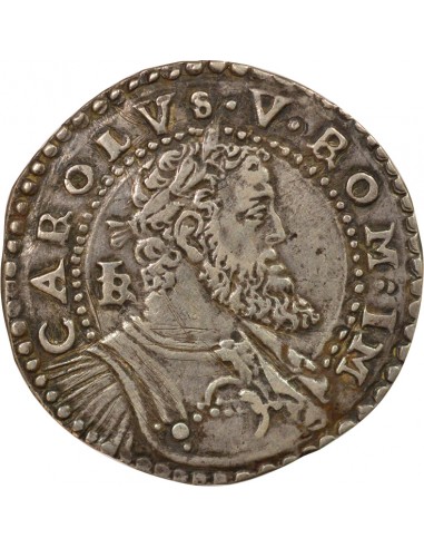 Naples Charles Quint Grand Buste 1/2 ducato Argent 1548-1554 Naples