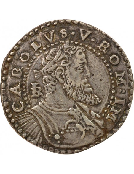 Naples Charles Quint Grand Buste 1/2 ducato Argent 1548-1554 Naples