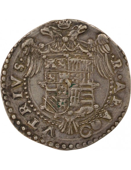 Naples Charles Quint Grand Buste 1/2 ducato Argent 1548-1554 Naples