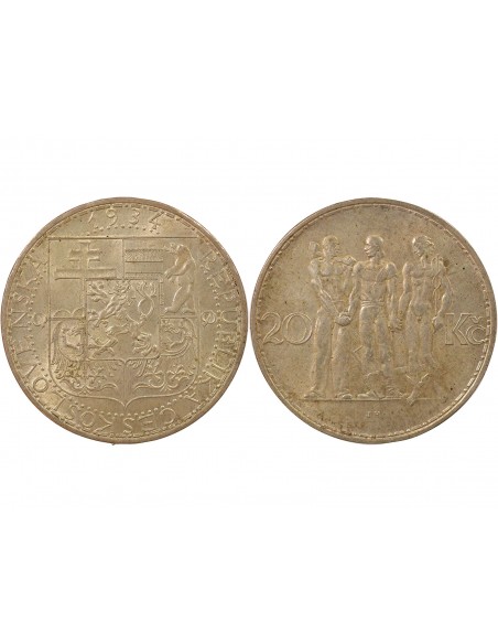 Tchécoslovaquie 20 korun Argent 1934 KB Kremnitz