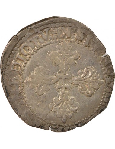Henri III Au Col plat 1 franc Argent 1582 K Bordeaux