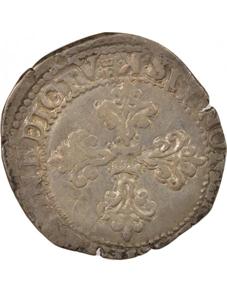 Henri III Au Col plat 1 franc Argent 1582 K Bordeaux