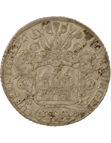 Etats Allemands Charles VI du Saint Empire 16 schilling Argent 1726 J Hambourg