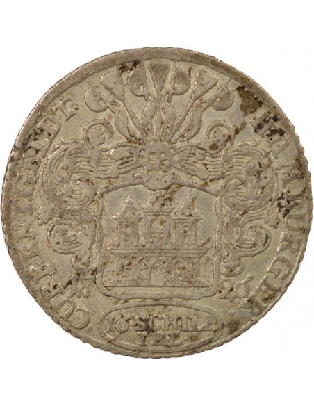 Etats Allemands Charles VI du Saint Empire 16 schilling Argent 1726 J Hambourg