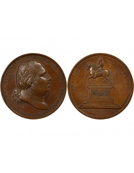 Louis XVIII Statue Equestre de Henri IV Jeton Cuivre 1817