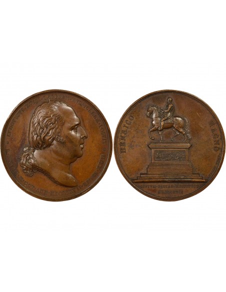 Louis XVIII Statue Equestre de Henri IV Jeton Cuivre 1817