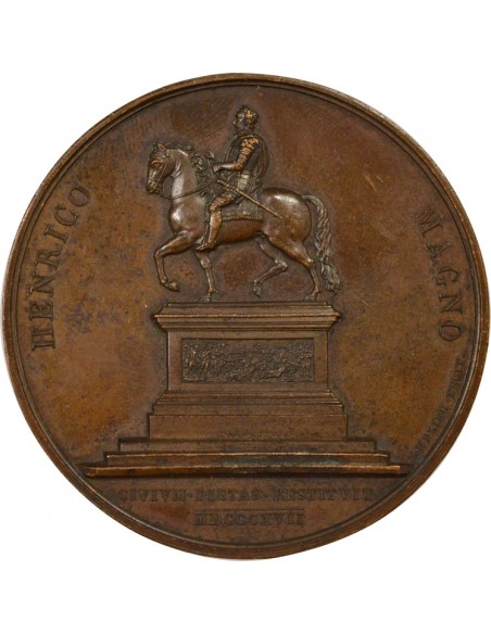 Louis XVIII Statue Equestre de Henri IV Jeton Cuivre 1817