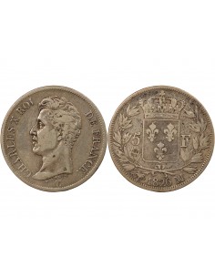 Charles X 1er Type 5 francs Argent 1826 MA Marseille