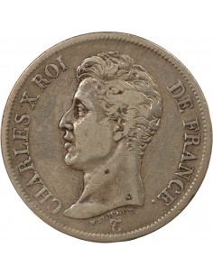 Charles X 1er Type 5 francs Argent 1826 MA Marseille 2