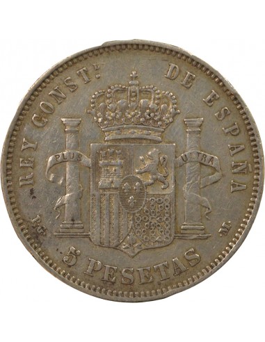 Espagne Alphonse XIII d'Espagne 1er Portrait 5 pesetas Argent 1891 AI Madrid