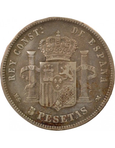 Espagne Alphonse XII d'Espagne 3e Portrait 5 pesetas Argent 1885-1887 AI Madrid