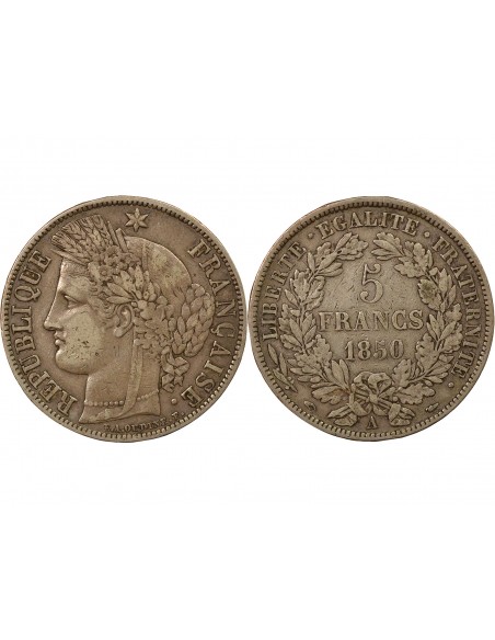 Céres - Demeter IIe République 5 francs Argent 1850 A - Paris