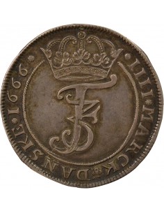 Danemark Frédéric III de Danemark et de Norvège 4 mark Argent 1666 Copenhague 2