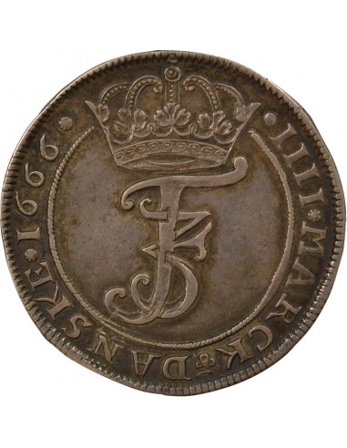 Danemark Frédéric III de Danemark et de Norvège 4 mark Argent 1666 Copenhague