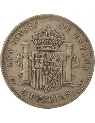 Espagne Alphonse XIII d'Espagne 1er Portrait 5 pesetas Argent 1892 AI Madrid