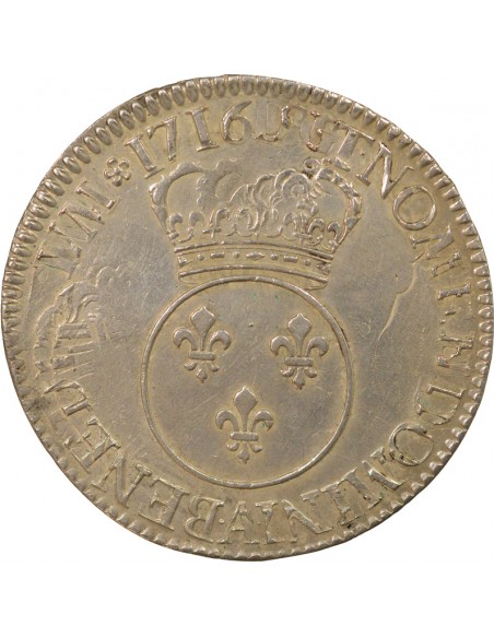 Louis XV Vertugadin  ecu Argent 1716 A - Paris