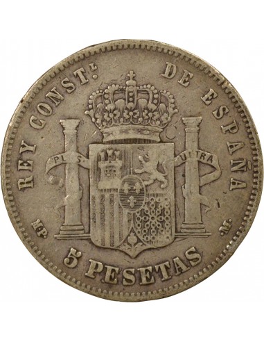 Espagne Alphonse XIII d'Espagne 1er Portrait 5 pesetas Argent 1888 AI Madrid