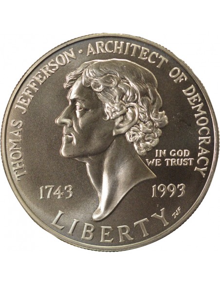 Président Thomas Jefferson 1 dollar Argent 1993 Philadelphie