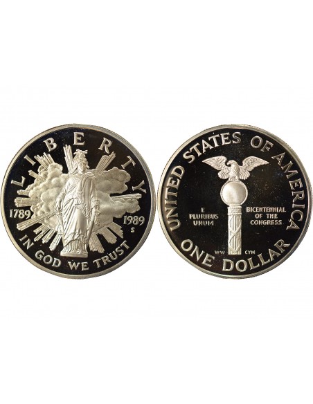 USA Congrès 1 dollar Argent 1989 S San Francisco