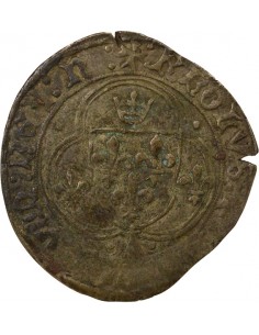 CHARLES VIII - BLANC A LA COURONNE DE BRETAGNE 1483 / 1498 NANTES - légende KROLVS 2