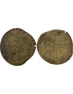 CHARLES VIII - BLANC A LA COURONNE DE BRETAGNE 1483 / 1498 NANTES - légende KROLVS