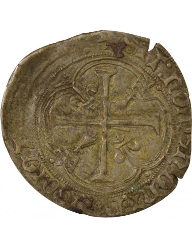 CHARLES VIII - BLANC A LA COURONNE DE BRETAGNE 1483 / 1498 NANTES - légende KROLVS