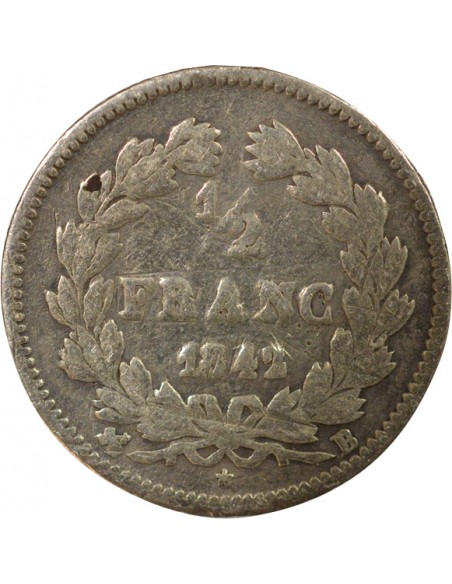 Louis-Philippe Ier 1/2 franc Argent 1842 B Rouen