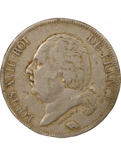 Louis XVIII Tête nue 5 francs Argent 1824 W Lille 2