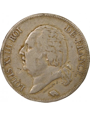 Louis XVIII Tête nue 5 francs Argent 1824 W Lille