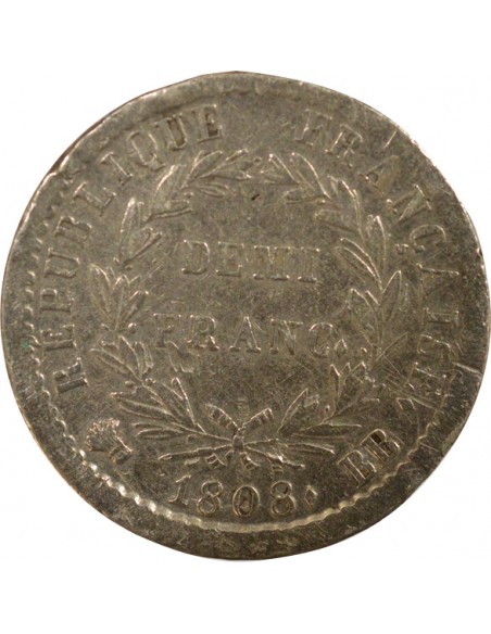 Roi d'Italie Republique 1/2 franc Argent 1808 BB Strasbourg