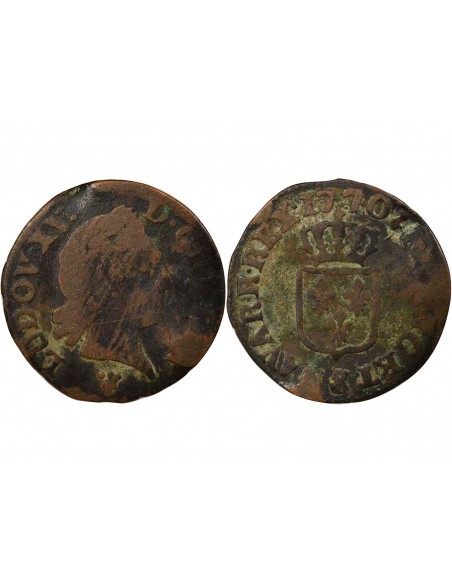 Louis XV à la Vieille Tête 1 liard Cuivre 1770 S Reims