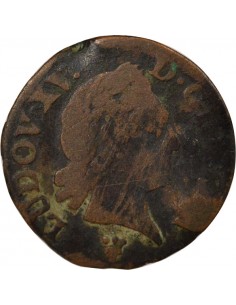 Louis XV à la Vieille Tête 1 liard Cuivre 1770 S Reims 2