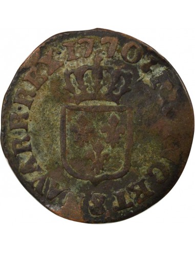 Louis XV à la Vieille Tête 1 liard Cuivre 1770 S Reims