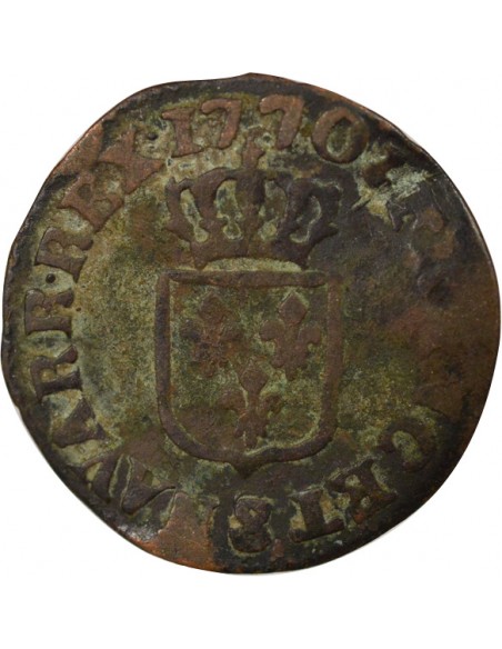 Louis XV à la Vieille Tête 1 liard Cuivre 1770 S Reims